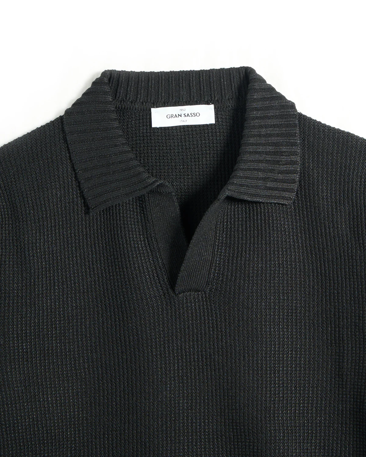 Waffleknit Cotton & Linen Johnny Collar Polo - Image 2