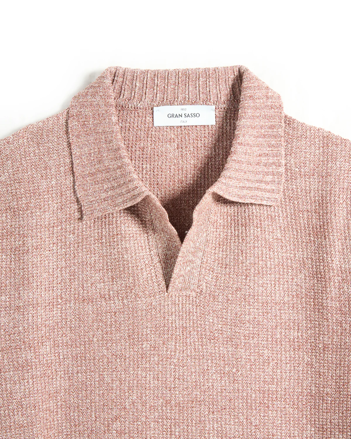 Waffleknit Cotton & Linen Johnny Collar Polo - Image 2