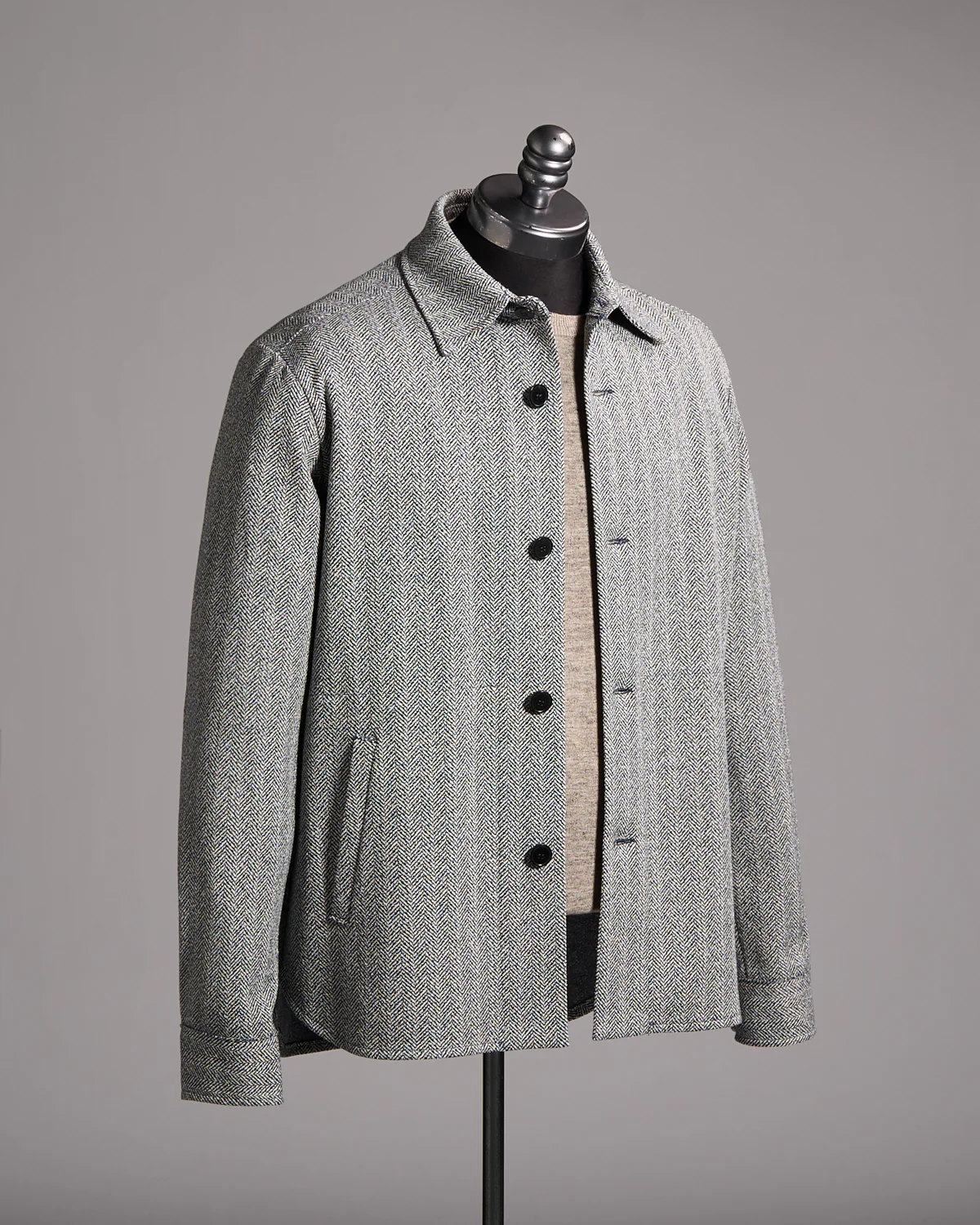 Bouclé Herringbone Shirt Jacket