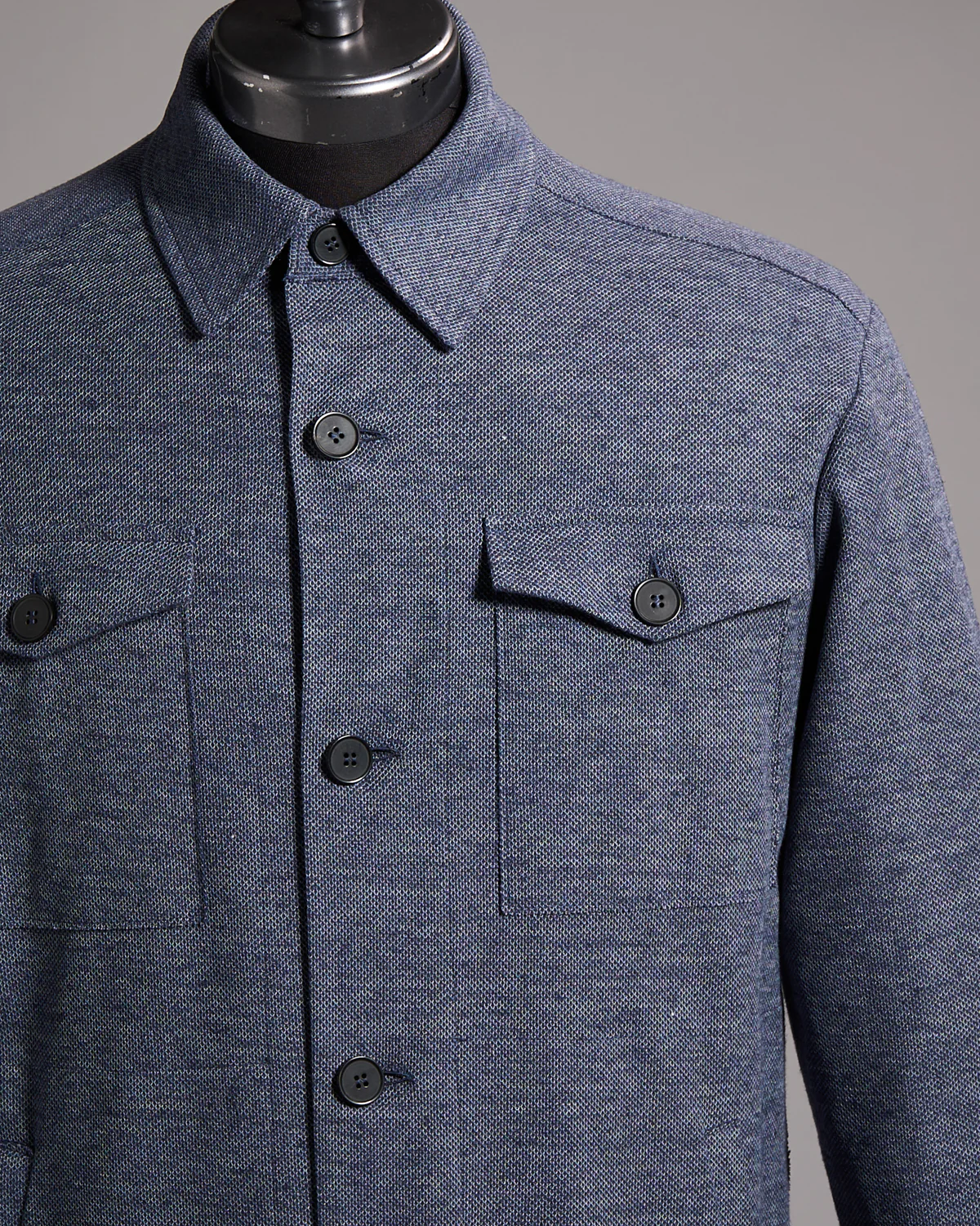 Cotton-Linen Pique Melange Shirt Jacket - Image 2