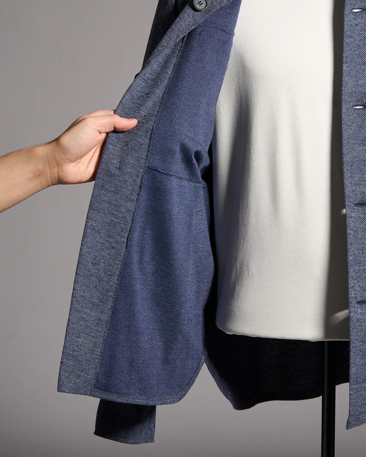 Cotton-Linen Pique Melange Shirt Jacket - Image 9