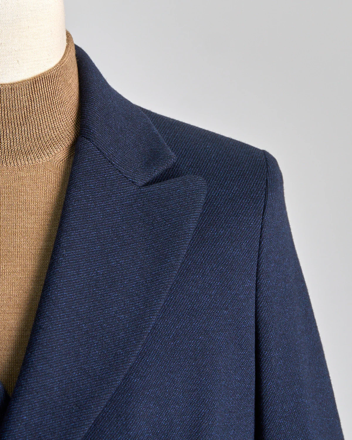 Double Breasted Peak Lapel Mini Twill Knit Sweater Blazer - Image 3