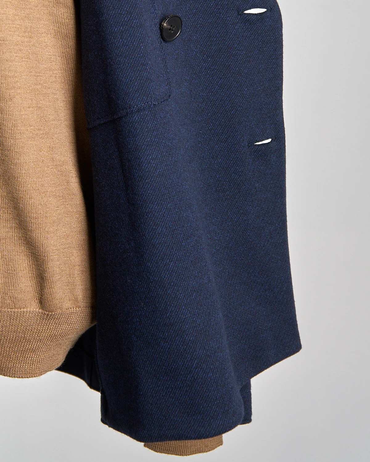 Double Breasted Peak Lapel Mini Twill Knit Sweater Blazer - Image 7