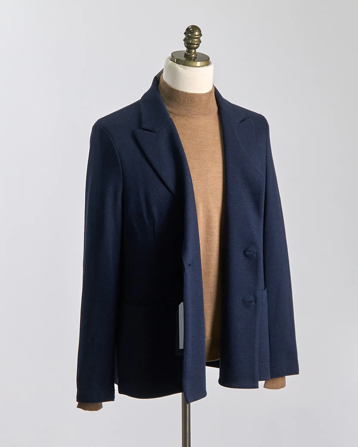 Double Breasted Peak Lapel Mini Twill Knit Sweater Blazer - Image 9