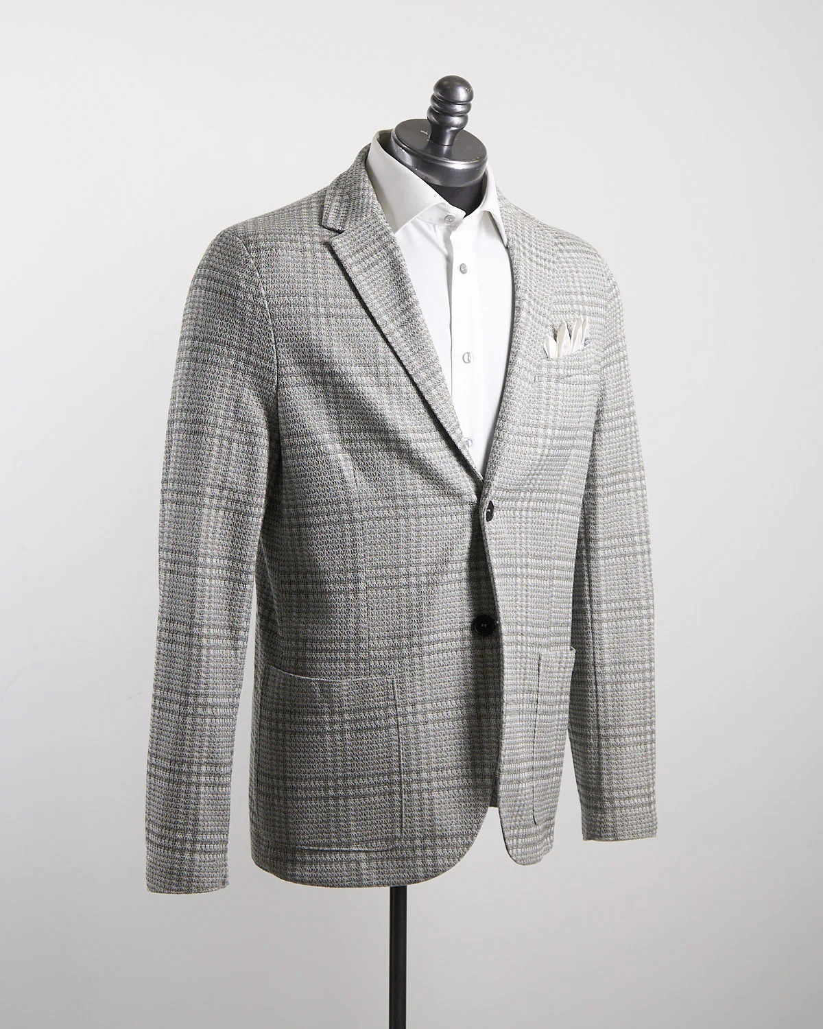 Linen Blend Prince Of Wales Knit Soft Jacket
