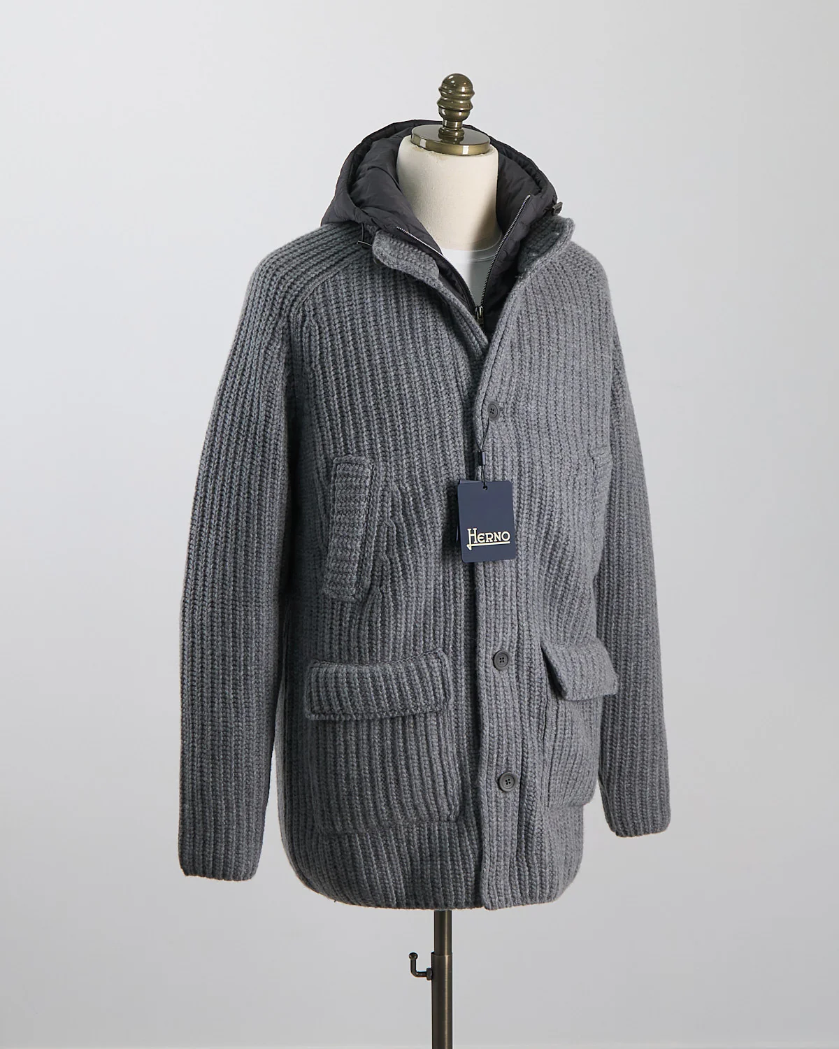 Cable Knit Long Sweater W/ Removable Windguard