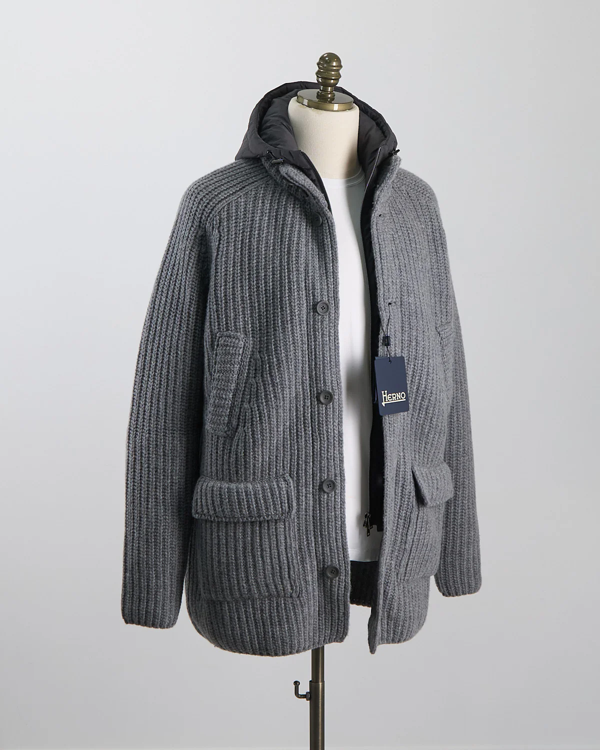 Cable Knit Long Sweater W/ Removable Windguard - Image 11