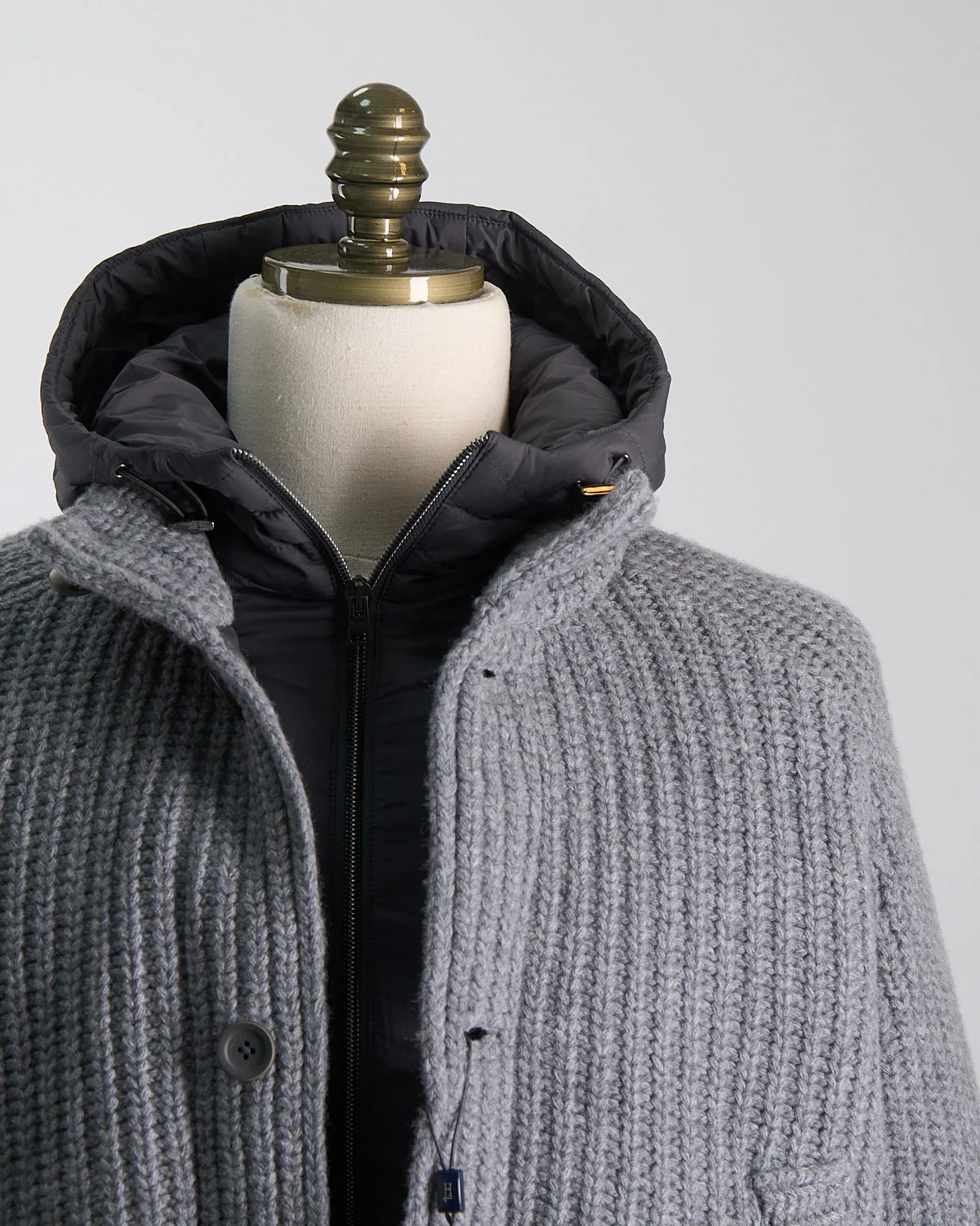 Cable Knit Long Sweater W/ Removable Windguard - Image 2