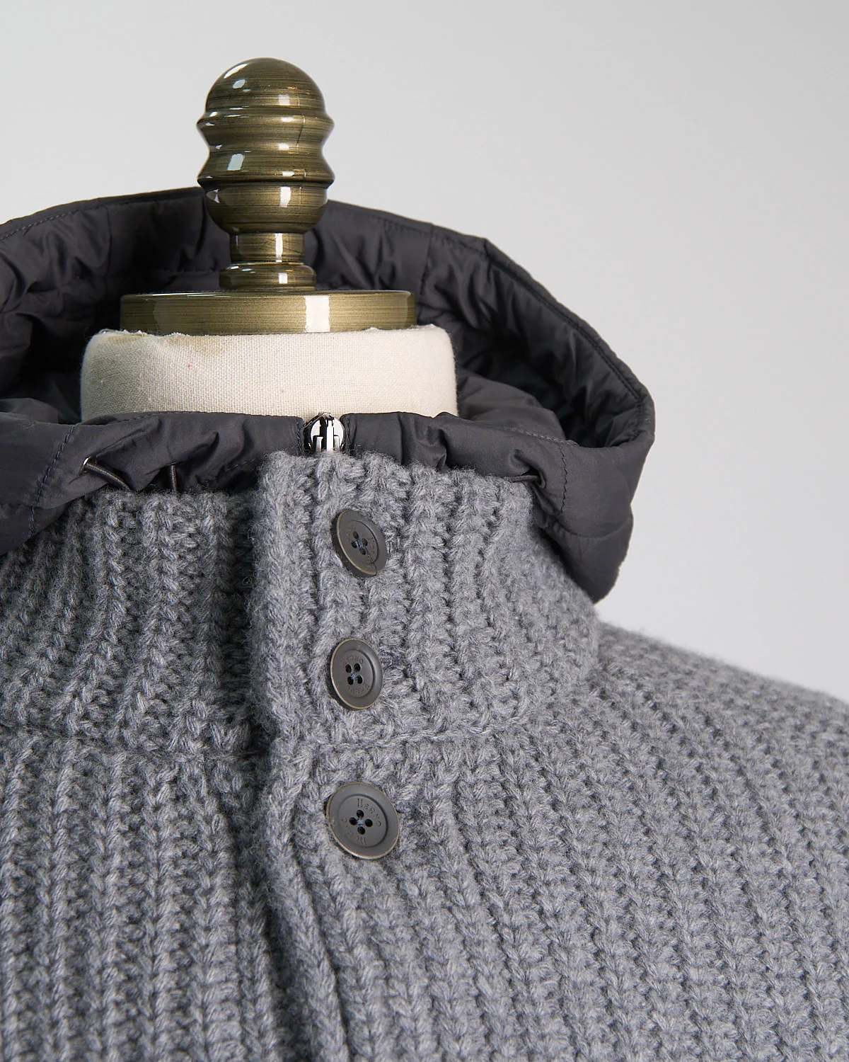 Cable Knit Long Sweater W/ Removable Windguard - Image 4