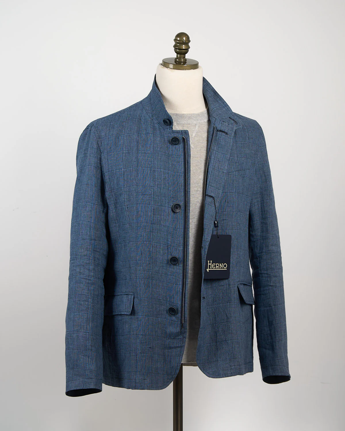 Linen Prince Of Wales Jacket With Buttons - Image 3