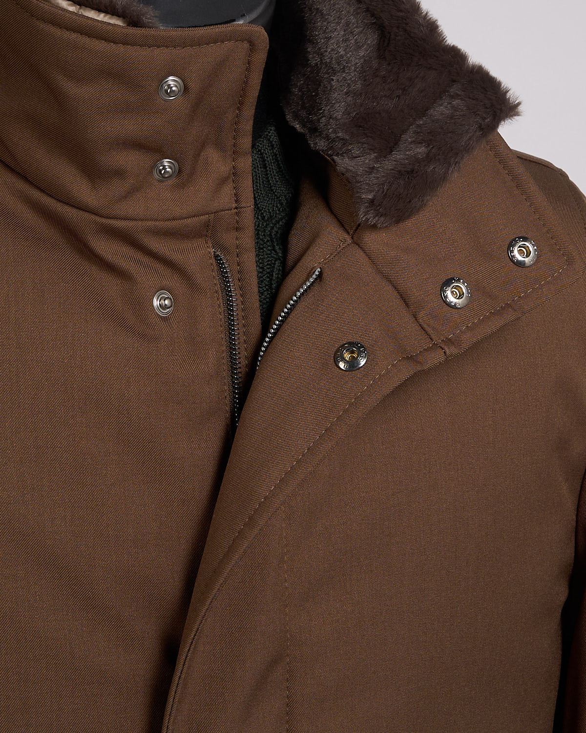 Nylon Twill Car Coat W/ Removable Fur Collar - Image 3