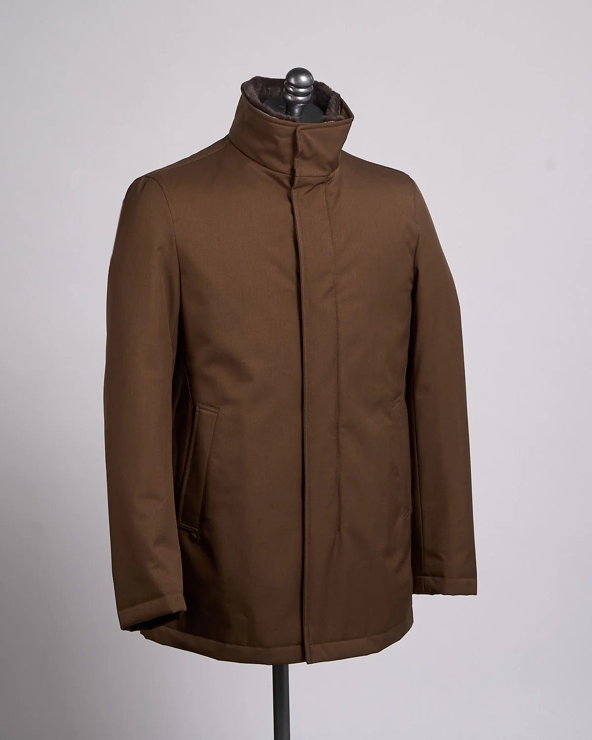 Nylon Twill Car Coat W/ Removable Fur Collar - Image 4