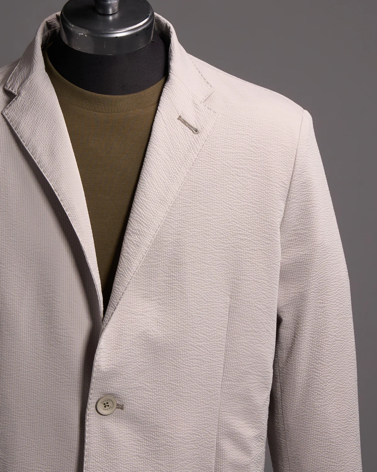 Seersucker Stretch Unlined 2 Button Blazer - Image 2