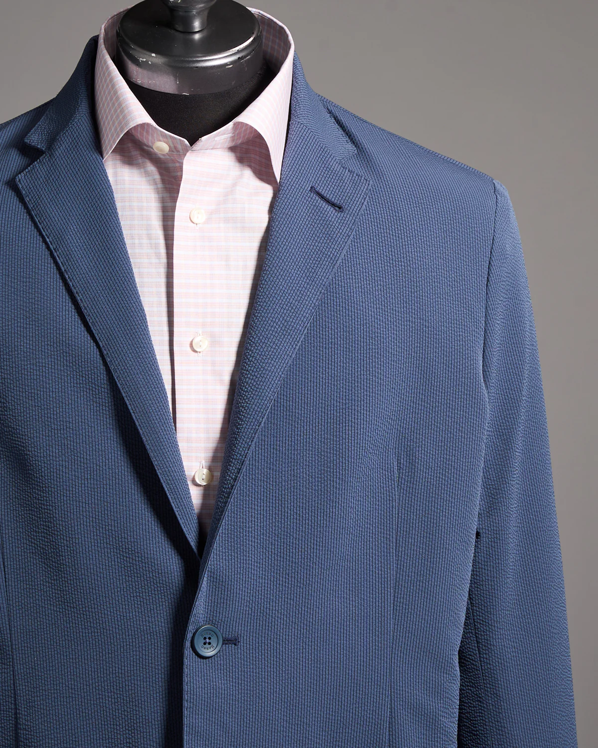 Seersucker Stretch Unlined 2 Button Blazer - Image 2