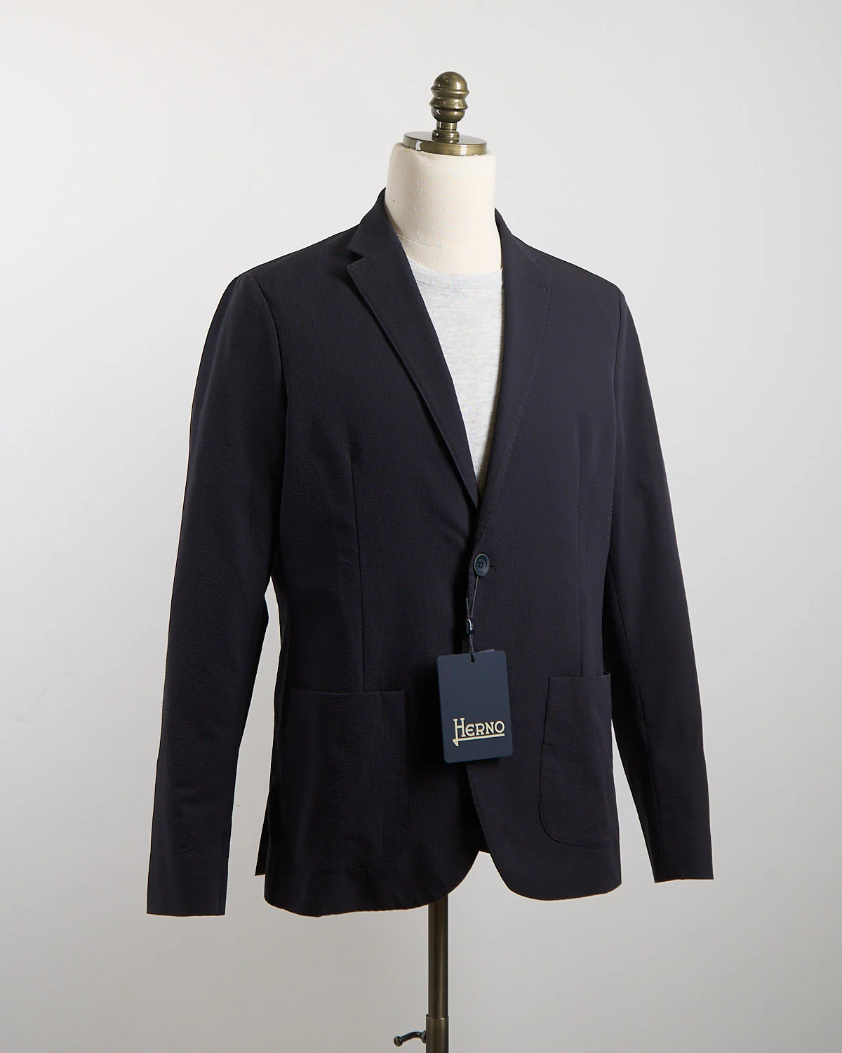 Seersucker Two-Button Blazer