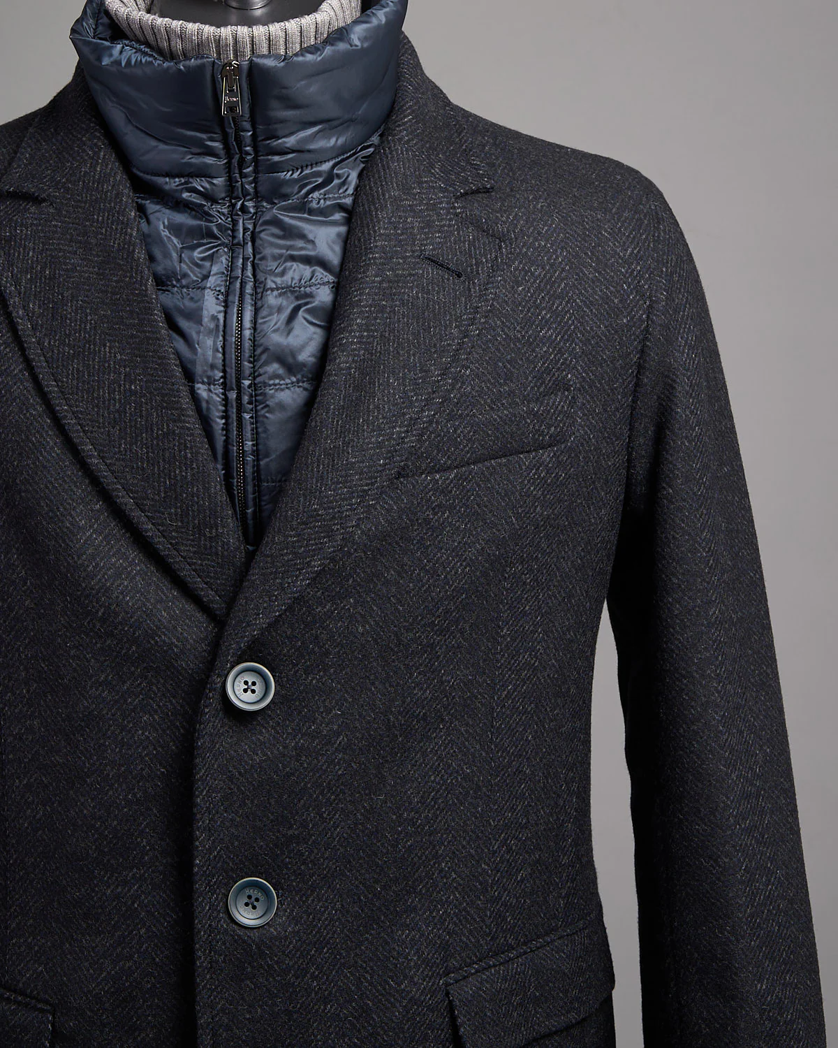 Shaded Effect Herringbone Tech Wool Winter Topcoat - Image 2