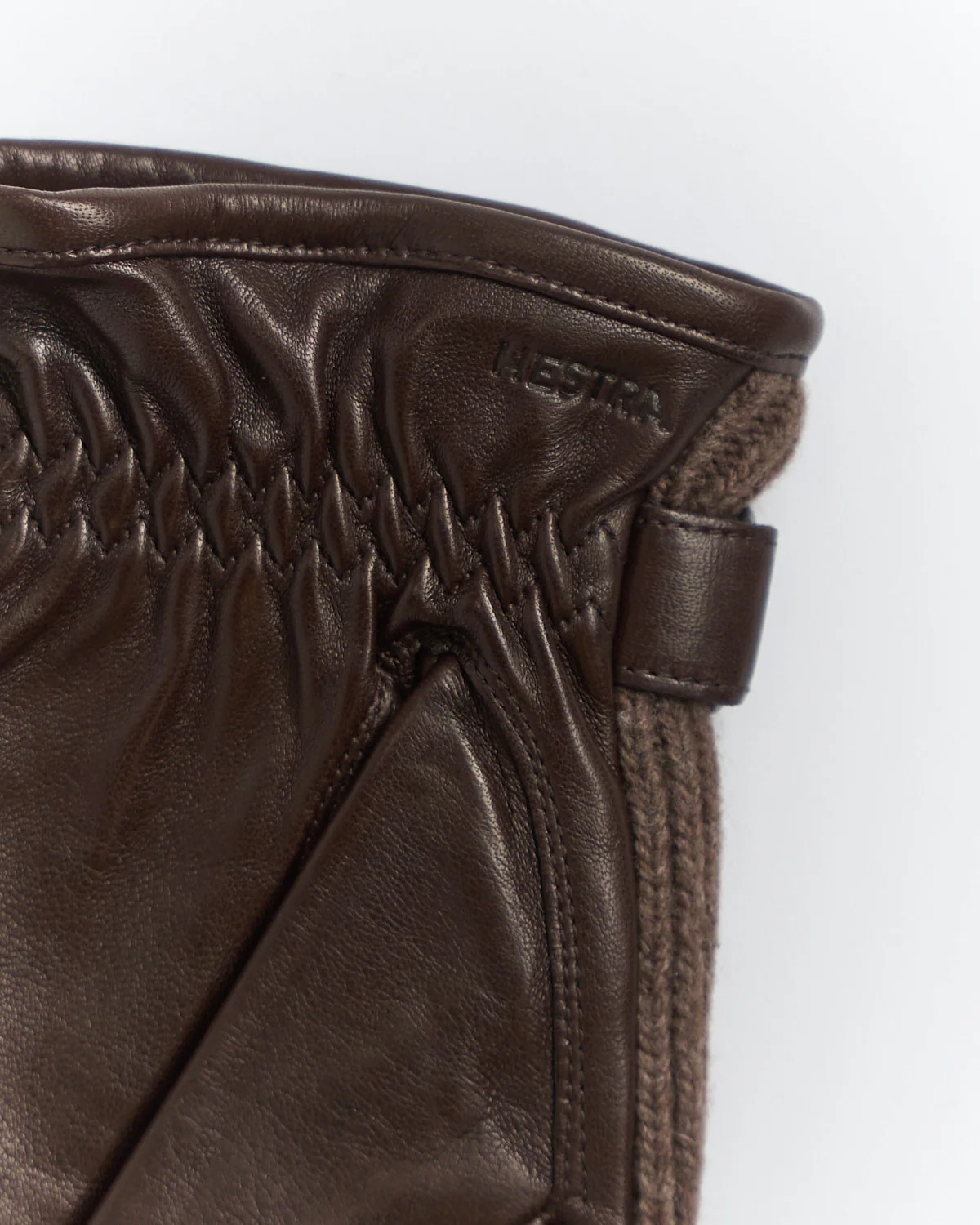 'Christopher' Knit Wool Backhand Leather Gloves - Image 3