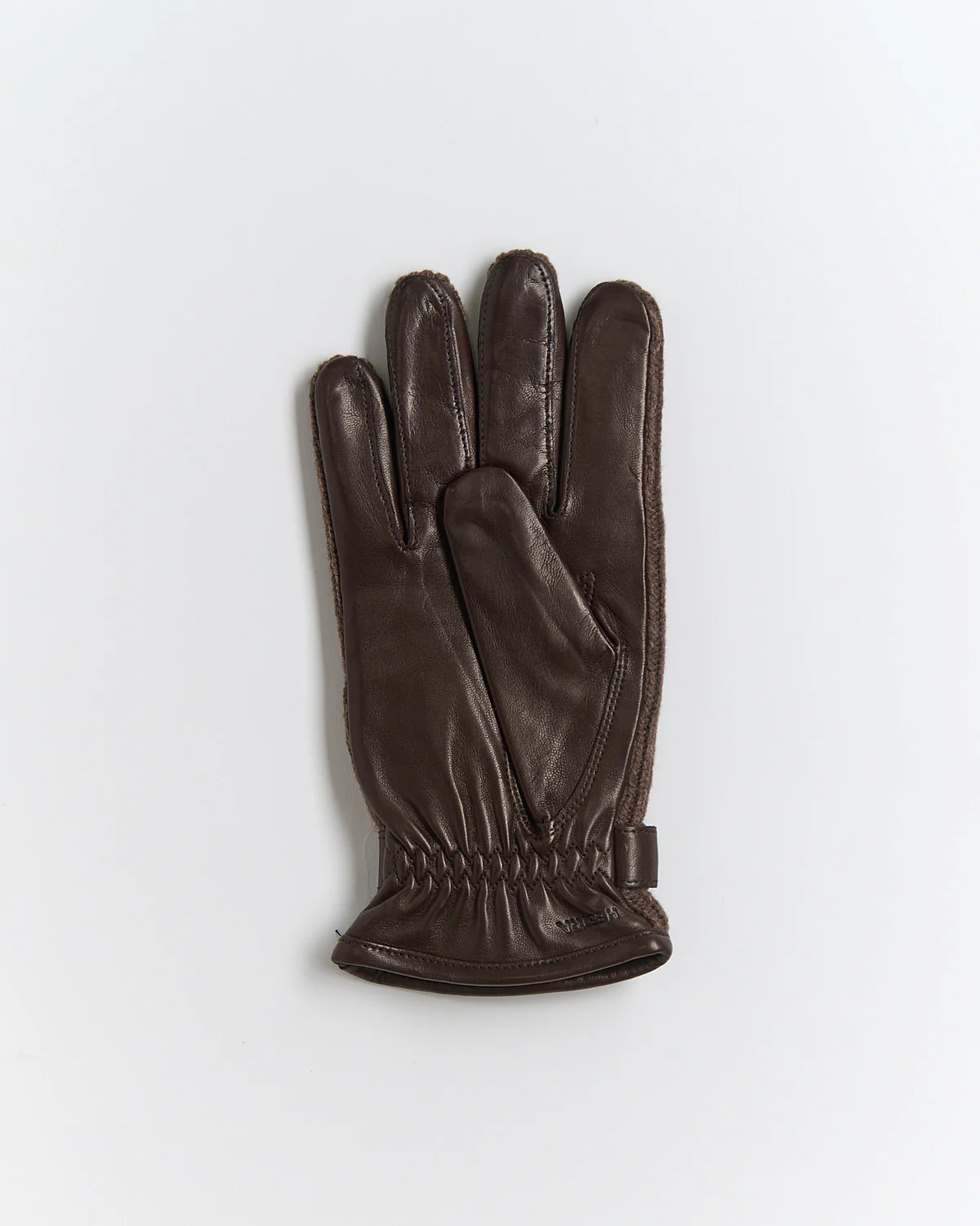 'Christopher' Knit Wool Backhand Leather Gloves - Image 4