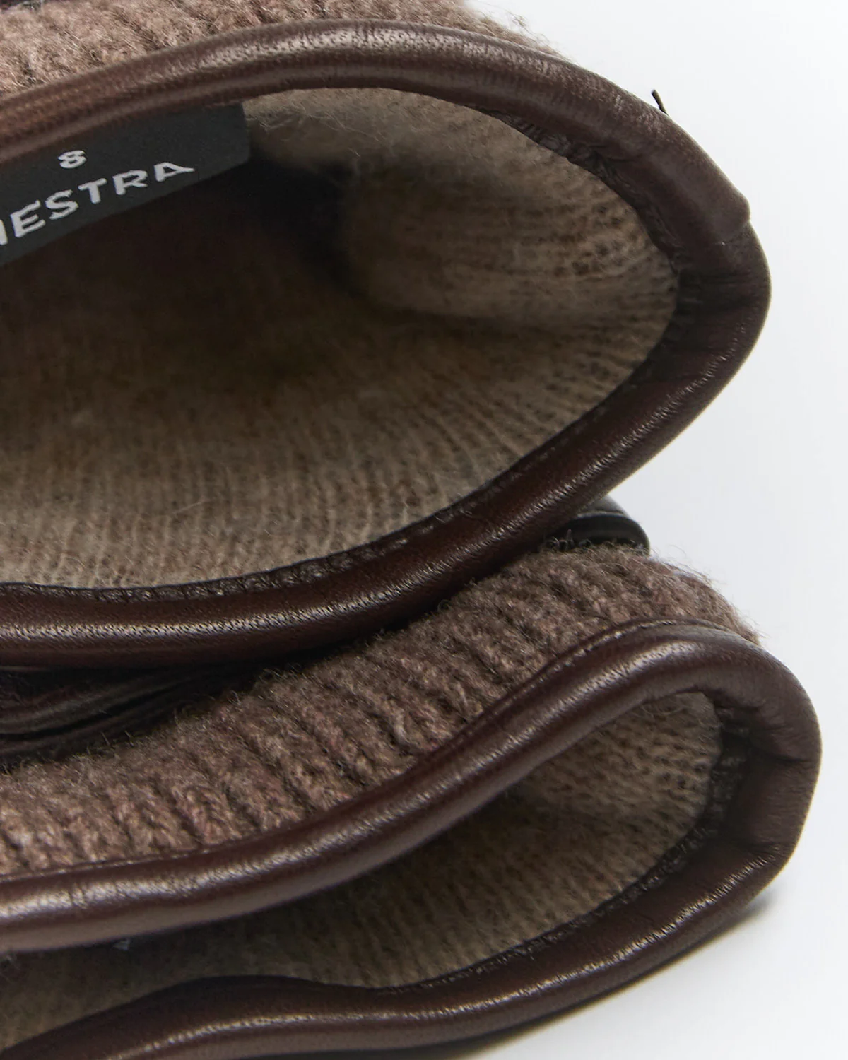 'Christopher' Knit Wool Backhand Leather Gloves - Image 5