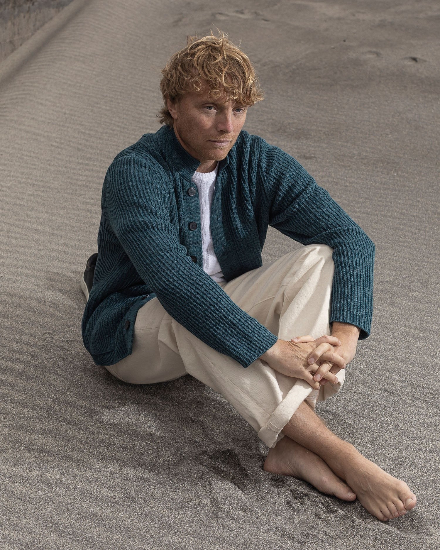 100% Washed Linen Button Front 'Lightkeeper' Sweater - Image 2
