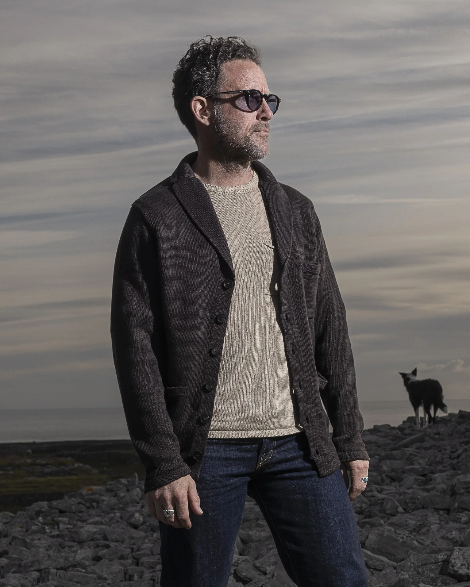 100% Washed Linen Classic Pub Jacket Sweater - Image 2