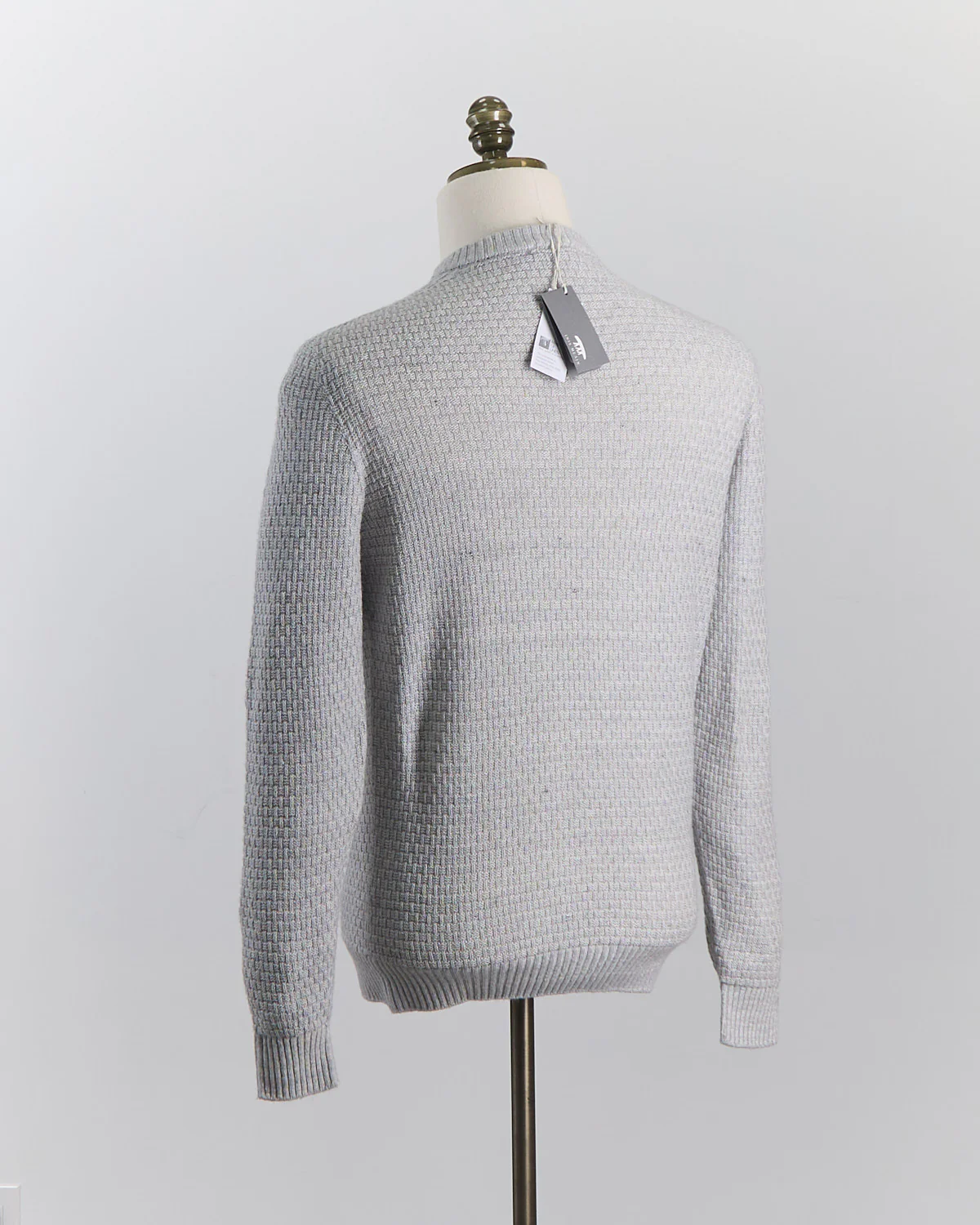 Cashmere & Linen Blend Half Basket Classic Crewneck Sweater - Image 6