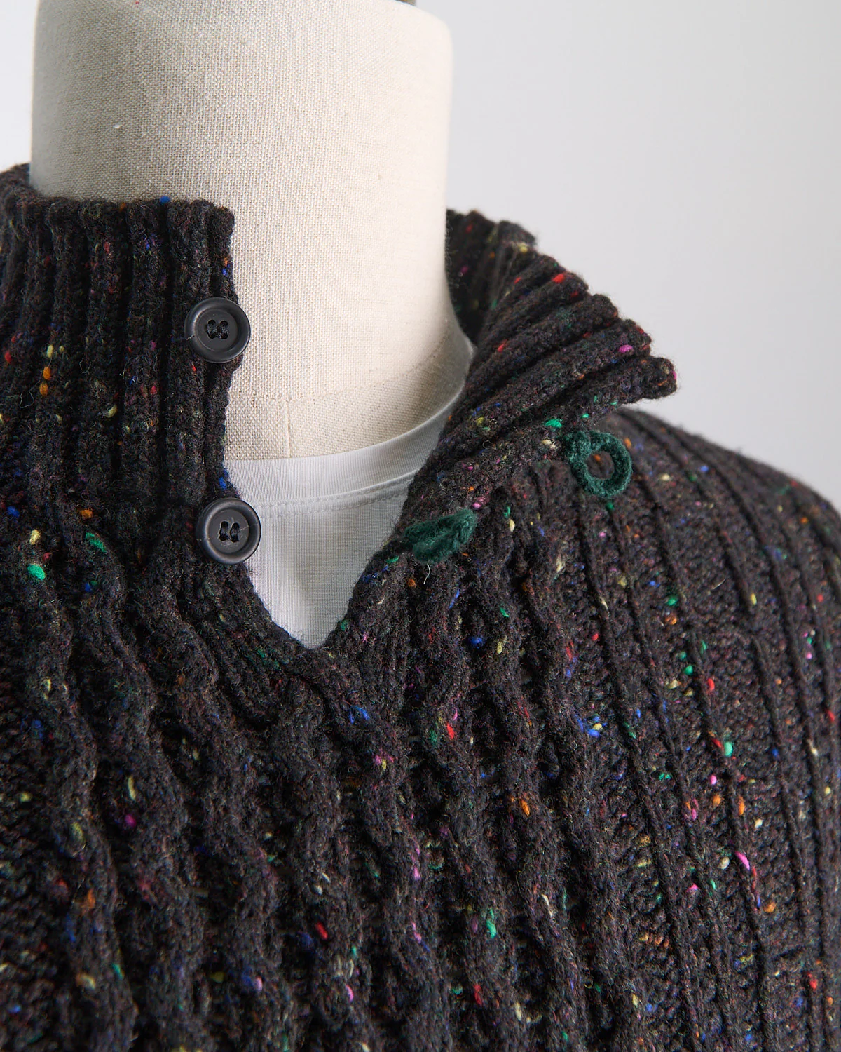 Donegal Maírtín Beag Cableknit Button Mock Sweater - Image 3