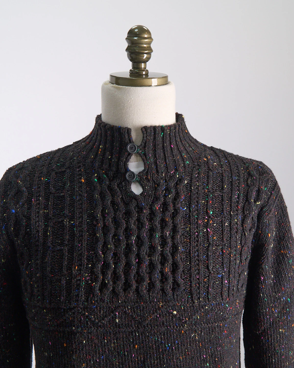 Donegal Maírtín Beag Cableknit Button Mock Sweater - Image 9