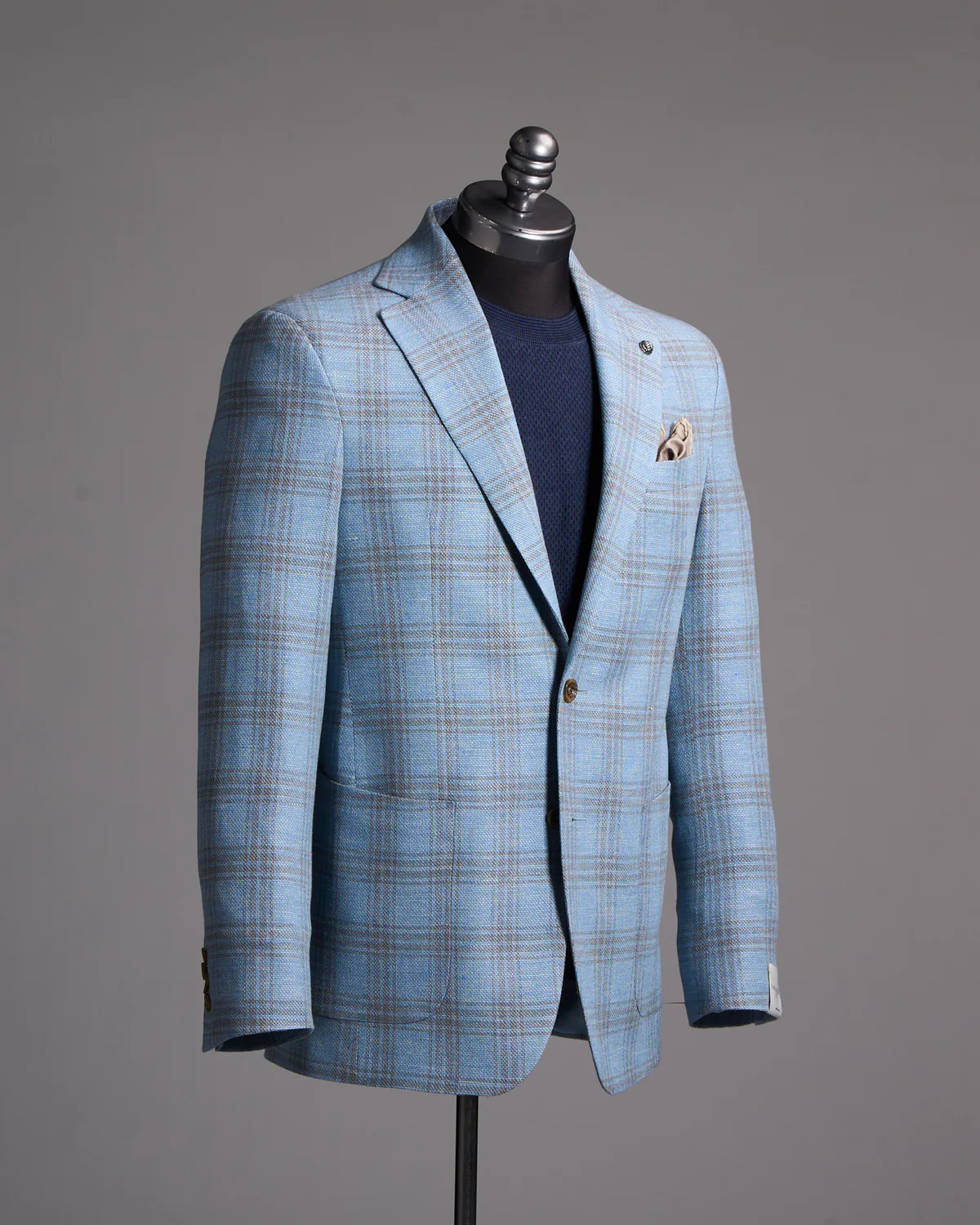 Wool-Linen Blend Stretch Check Sport Jacket