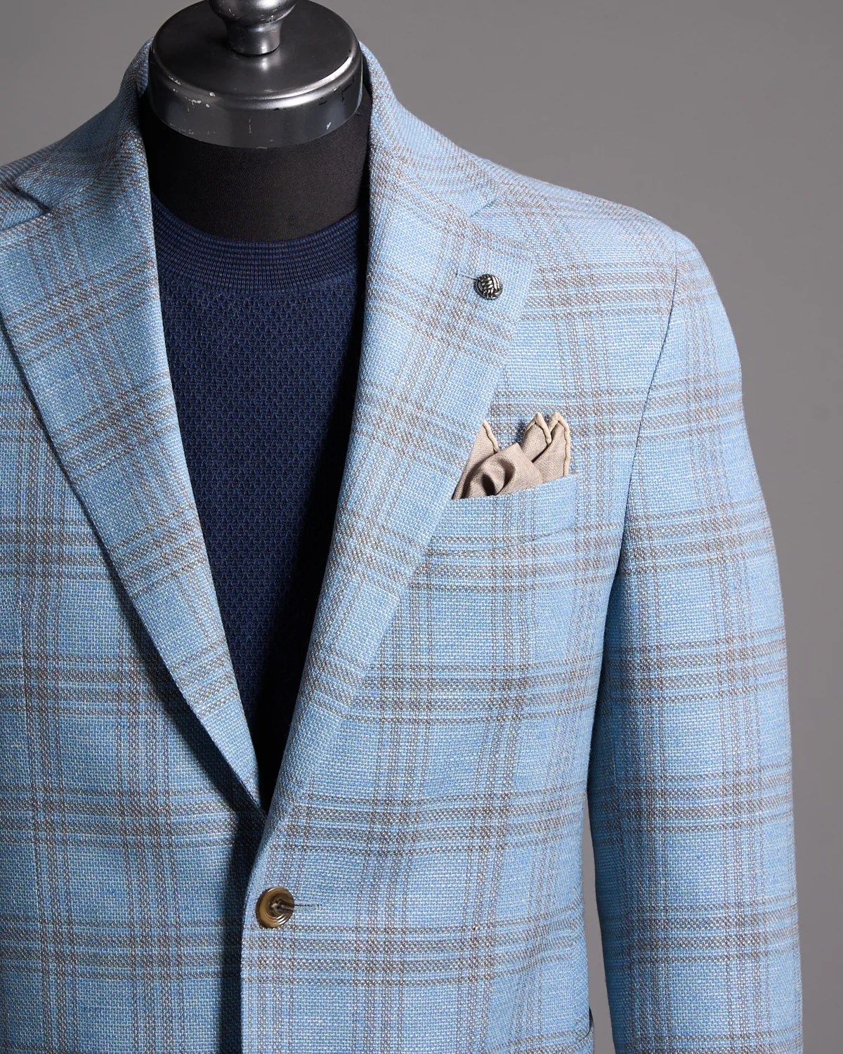 Wool-Linen Blend Stretch Check Sport Jacket - Image 2