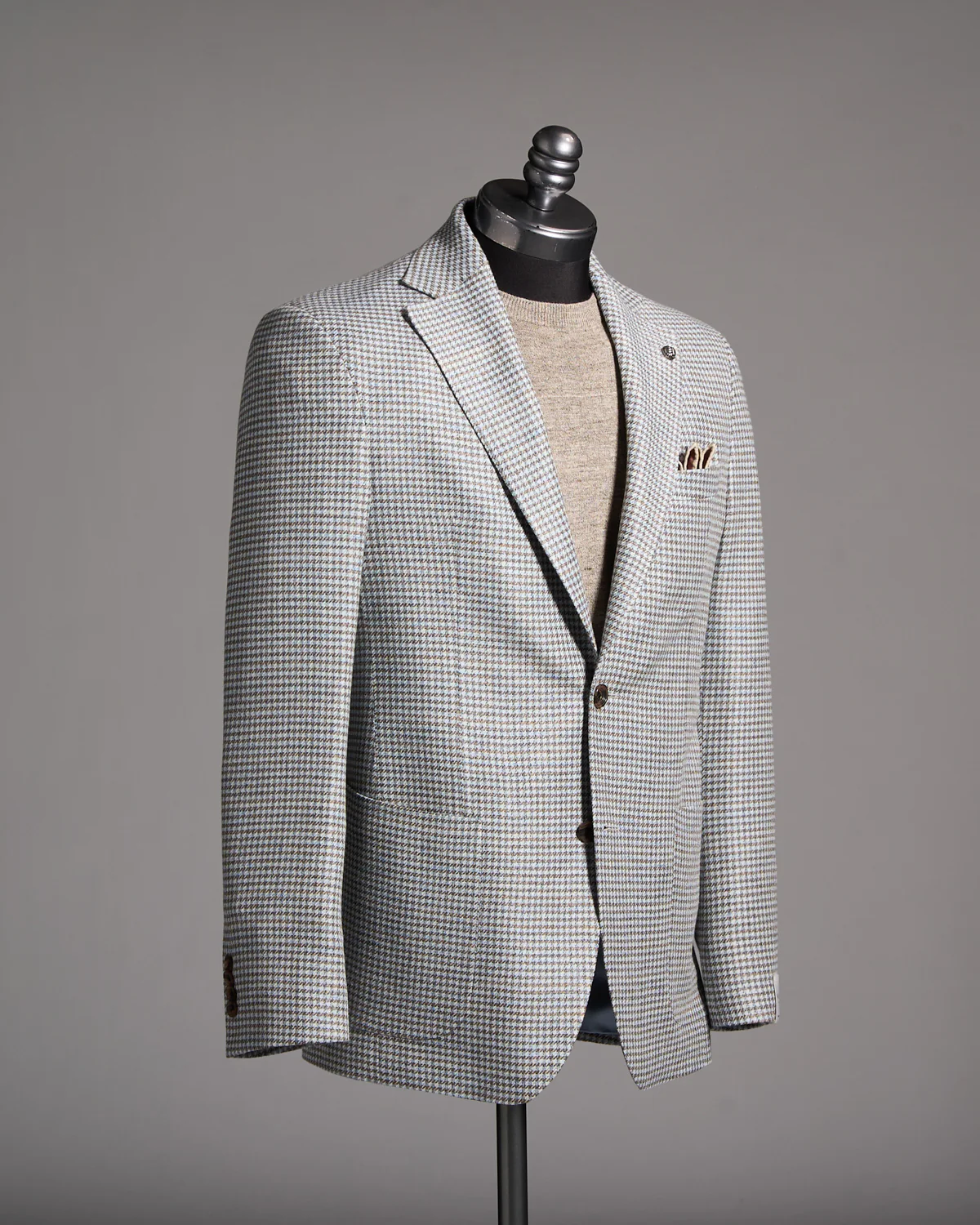 Wool-Linen Blend Stretch Houndstooth Sport Jacket