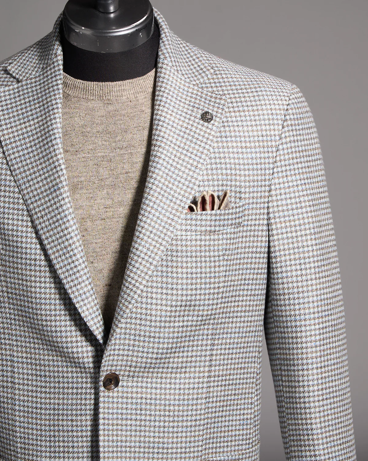 Wool-Linen Blend Stretch Houndstooth Sport Jacket - Image 2