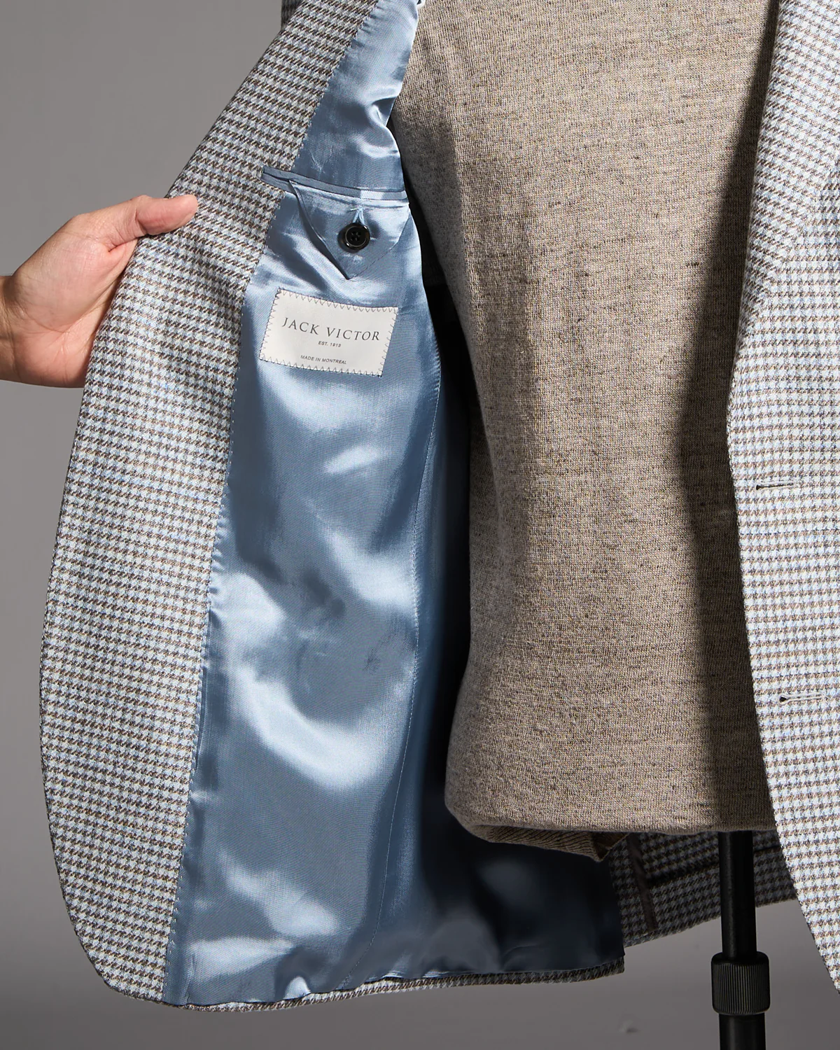 Wool-Linen Blend Stretch Houndstooth Sport Jacket - Image 8