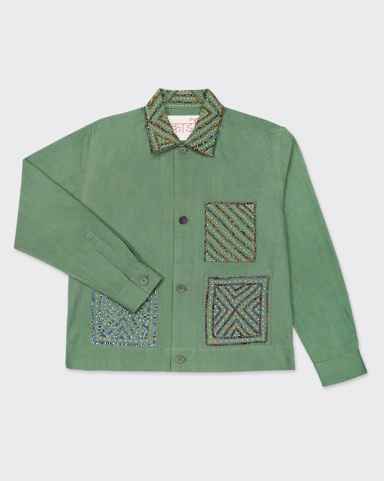 Boxy Fit 'Bodhi' Rabari Appliqué Cotton 4 Button Jacket