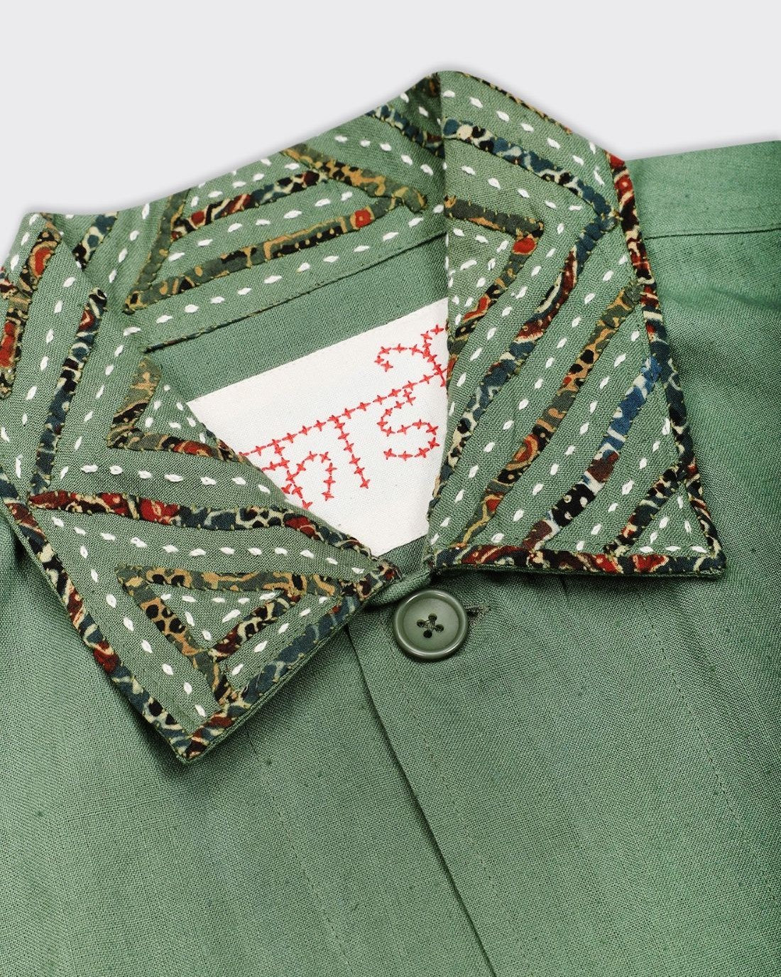Boxy Fit 'Bodhi' Rabari Appliqué Cotton 4 Button Jacket - Image 3