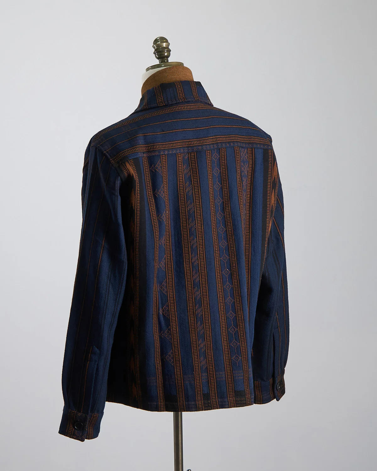 Handloom Cotton & Wool Striped 'Leroy' Full Zip Shirt Jacket - Image 3