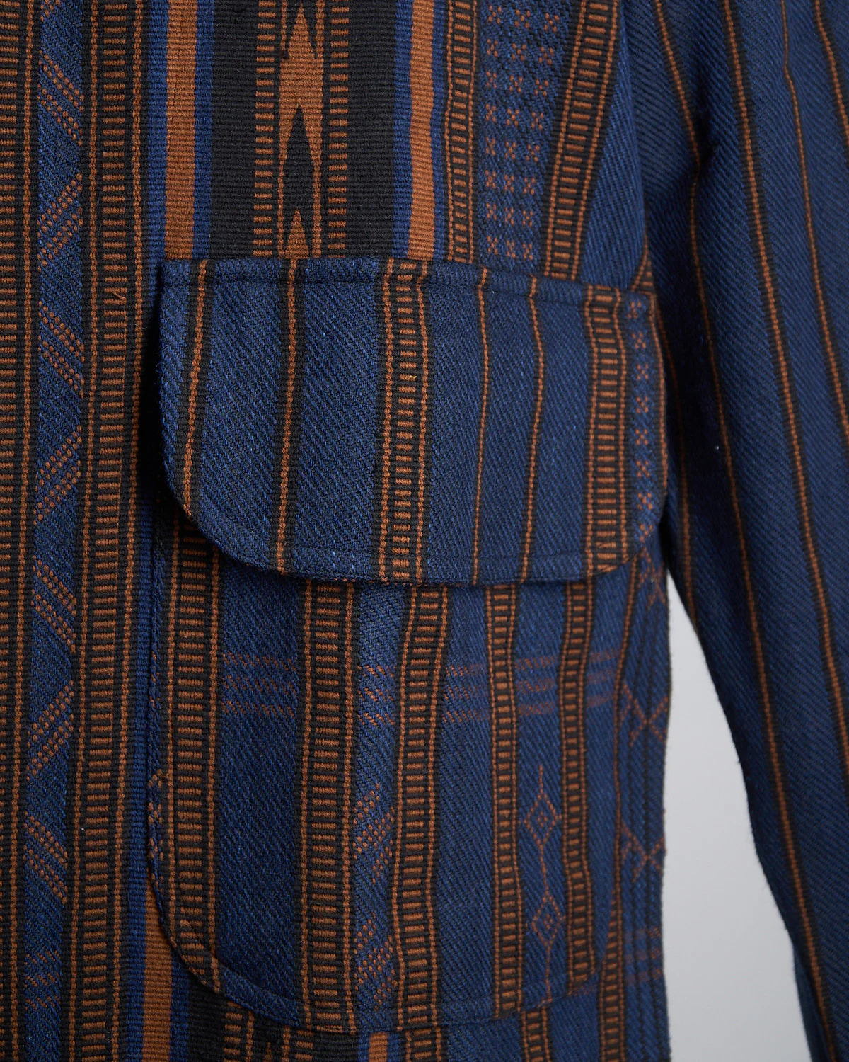 Handloom Cotton & Wool Striped 'Leroy' Full Zip Shirt Jacket - Image 4