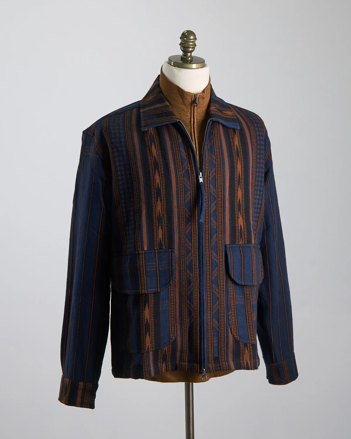 Handloom Cotton & Wool Striped 'Leroy' Full Zip Shirt Jacket - Image 8