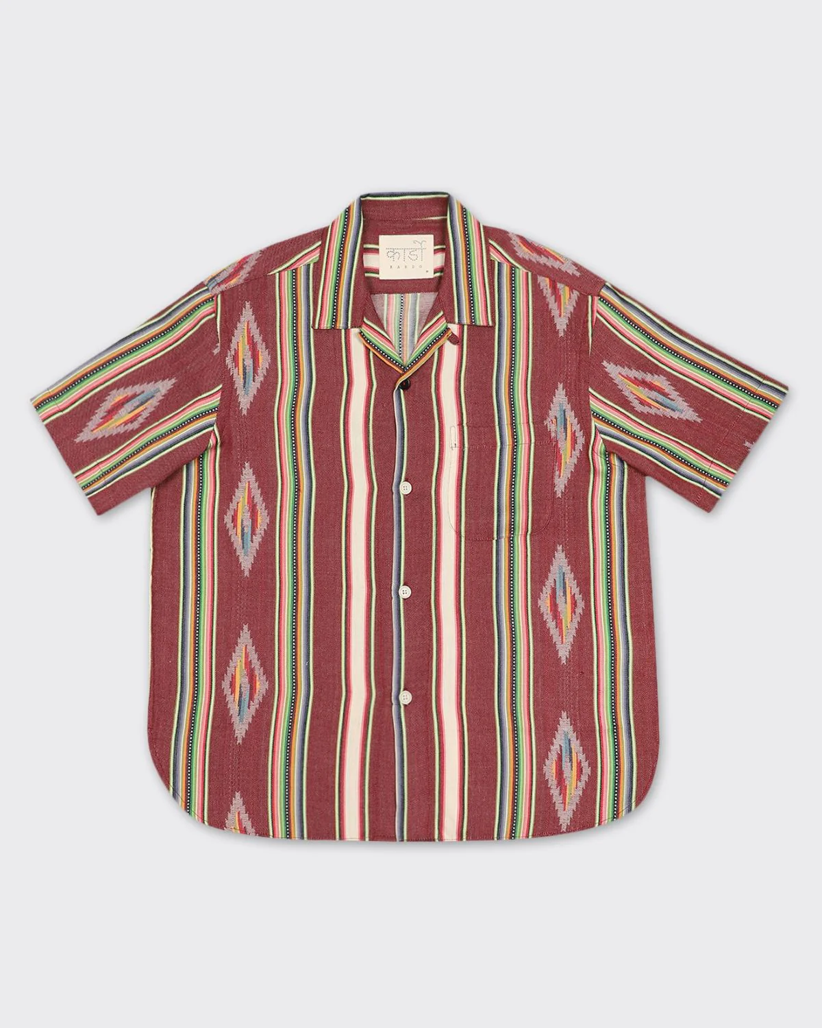 Oversized Jacquard Stripe Camp Collar Shirt