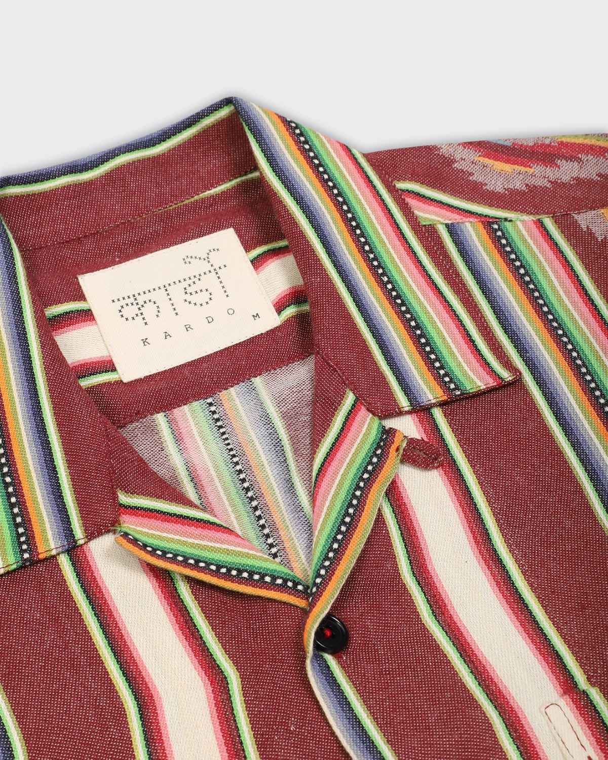 Oversized Jacquard Stripe Camp Collar Shirt - Image 2