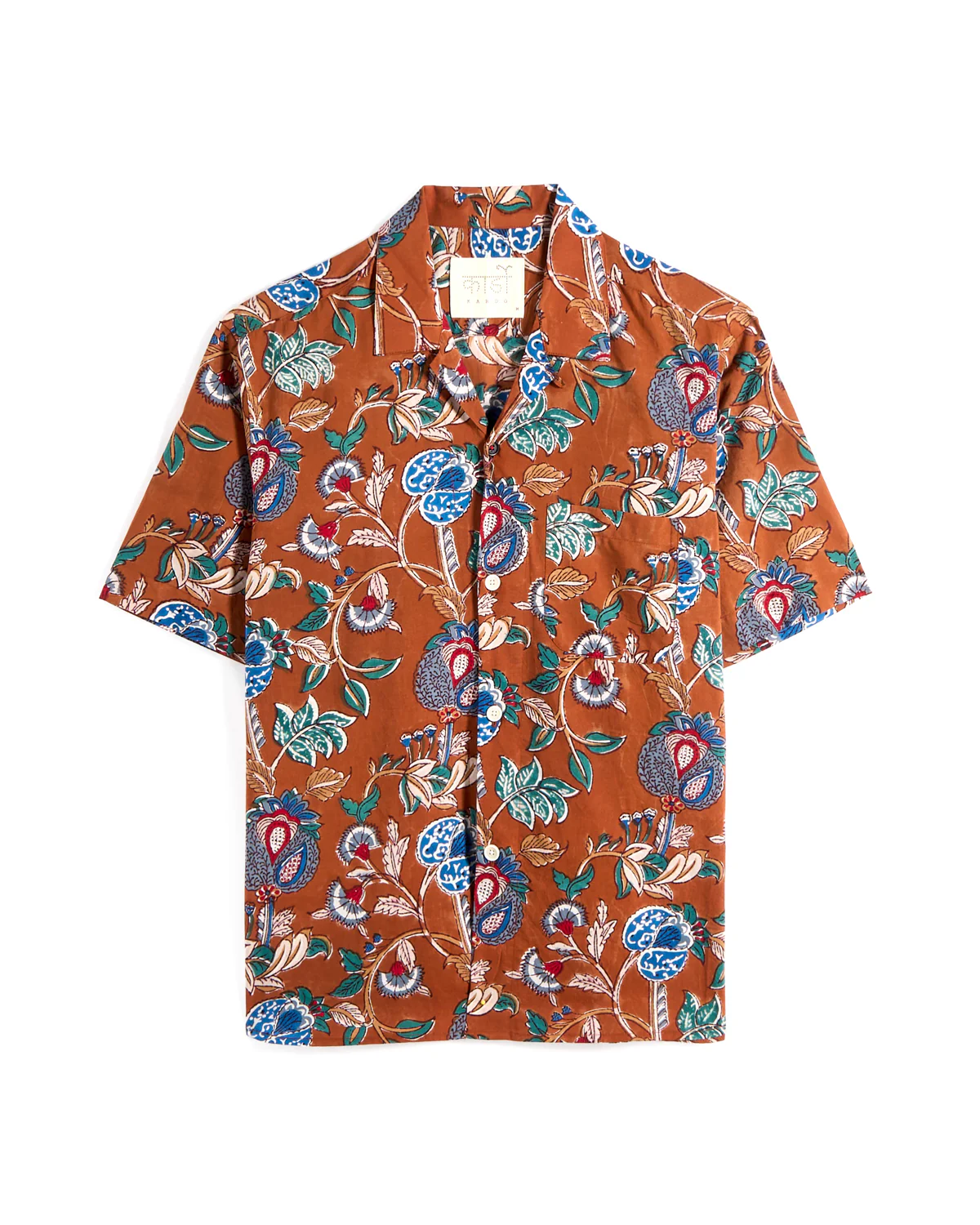 Ronen Floral Motif Hand Block Print Shirt