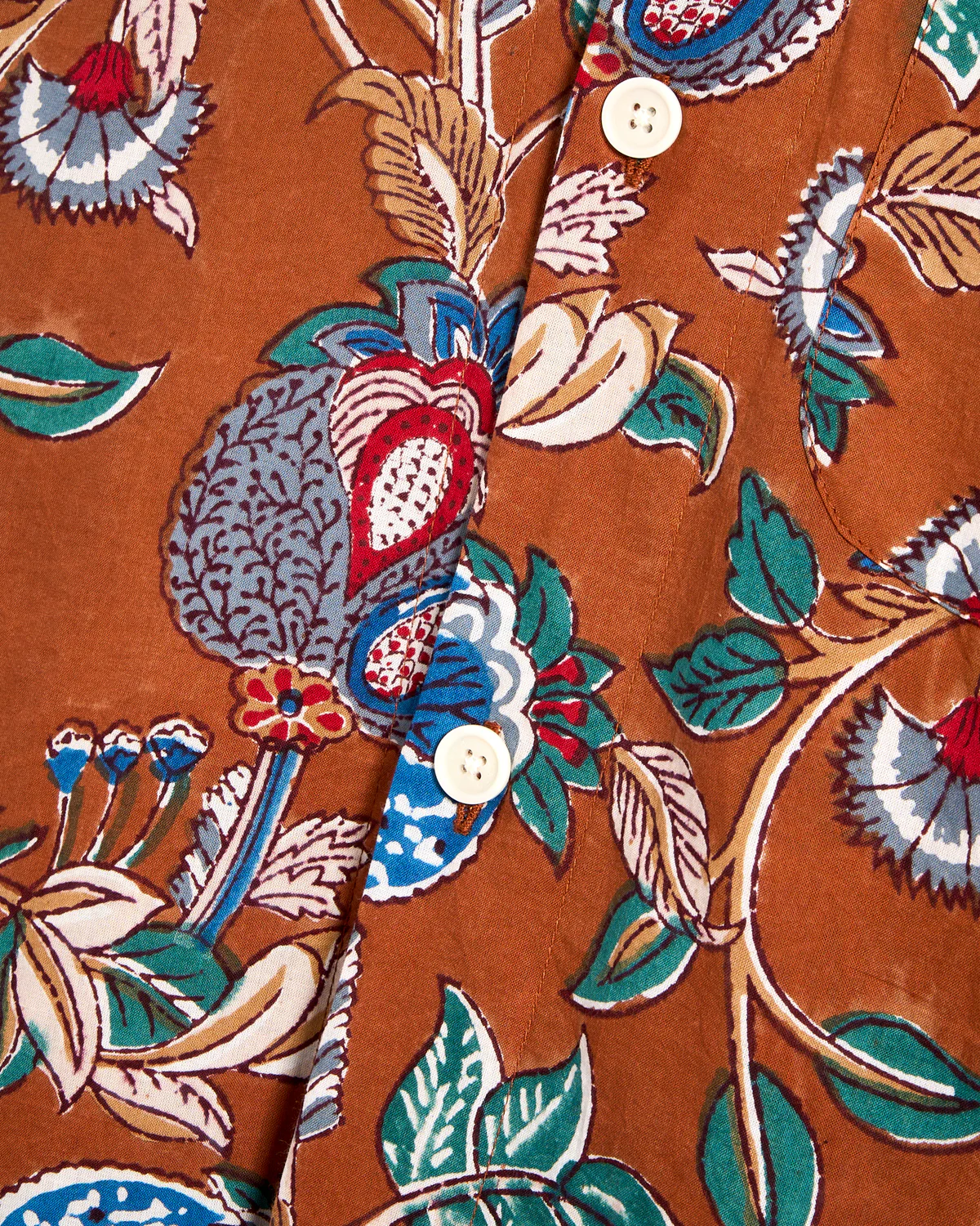 Ronen Floral Motif Hand Block Print Shirt - Image 4
