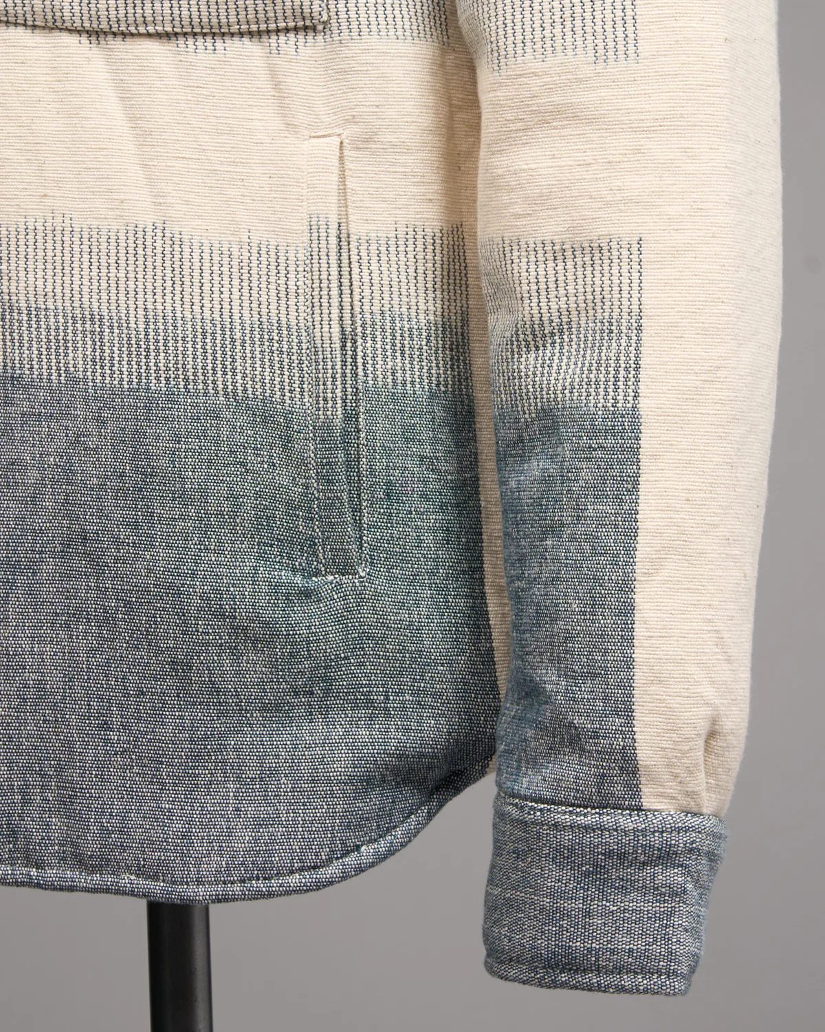 Woody Handloom Cotton Jacket In Off White & Grey - Image 3