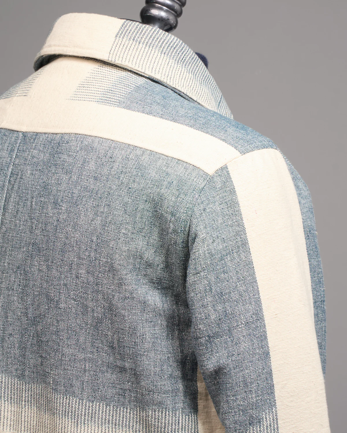 Woody Handloom Cotton Jacket In Off White & Grey - Image 4