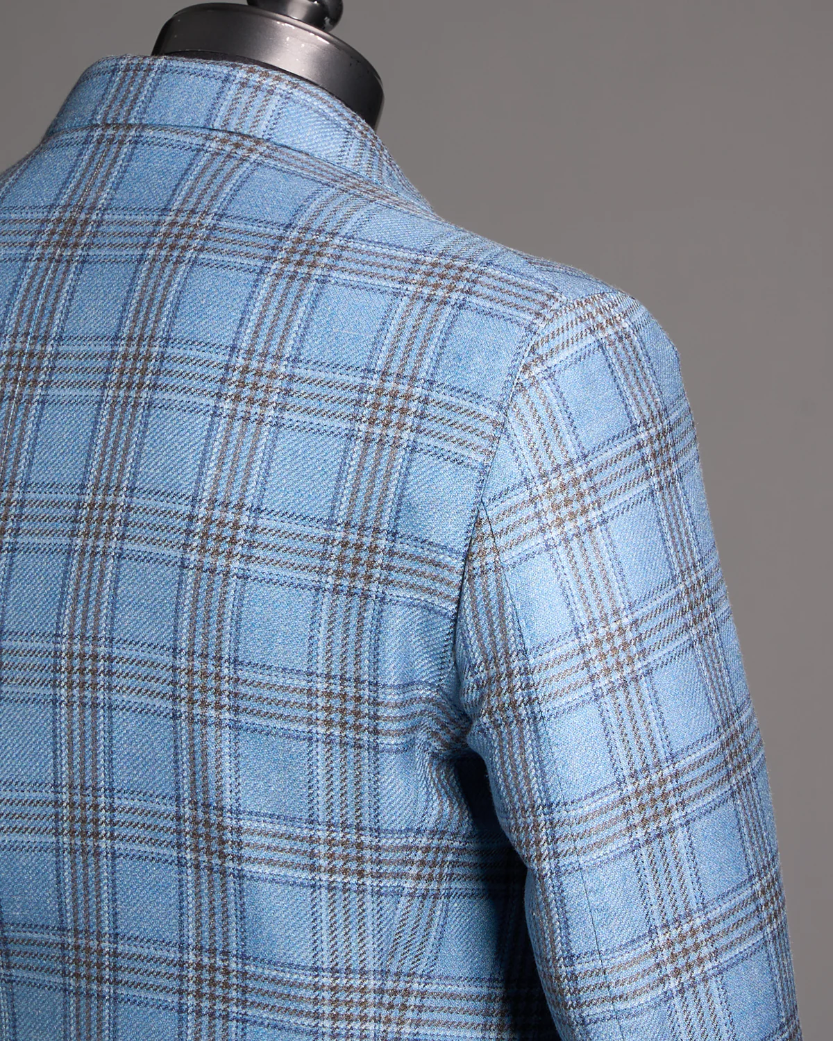 Blue Check Wool-Silk Linen Sport Jacket - Image 4