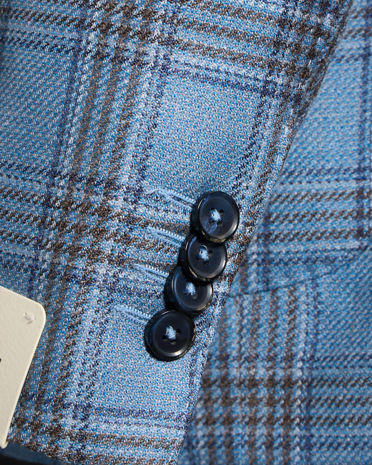 Blue Check Wool-Silk Linen Sport Jacket - Image 5