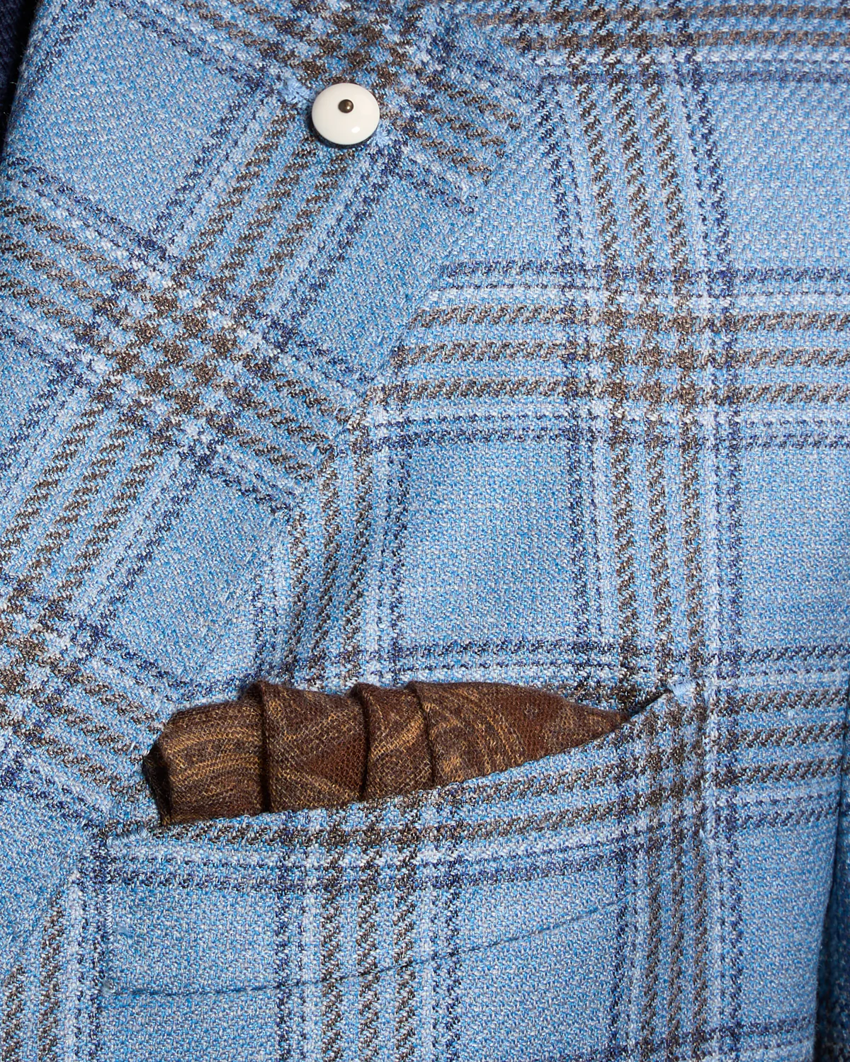 Blue Check Wool-Silk Linen Sport Jacket - Image 7
