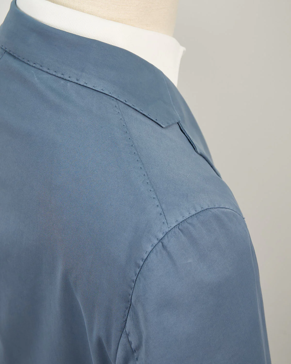 Blue Cotton Silk Stretch Soft Jacket - Image 4