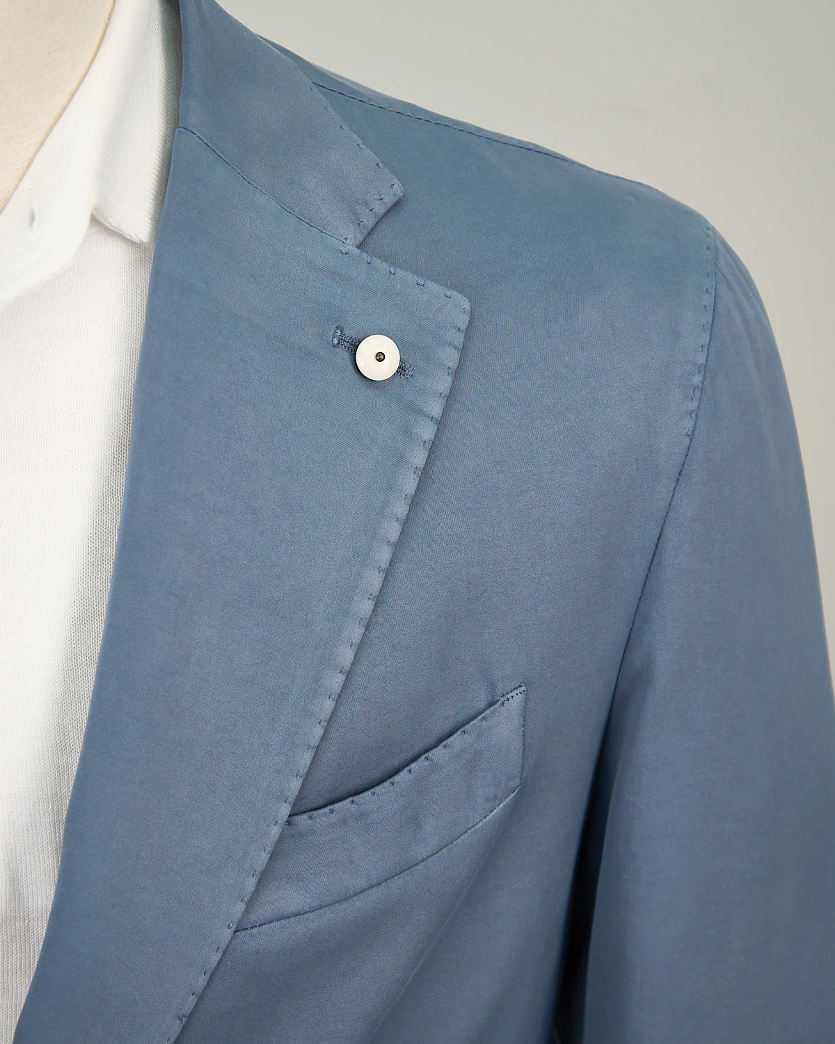 Blue Cotton Silk Stretch Soft Jacket - Image 5