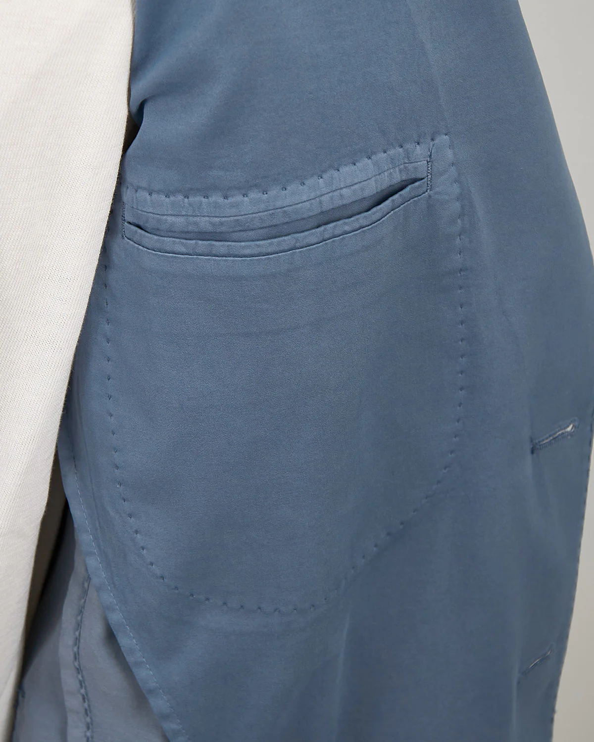 Blue Cotton Silk Stretch Soft Jacket - Image 6